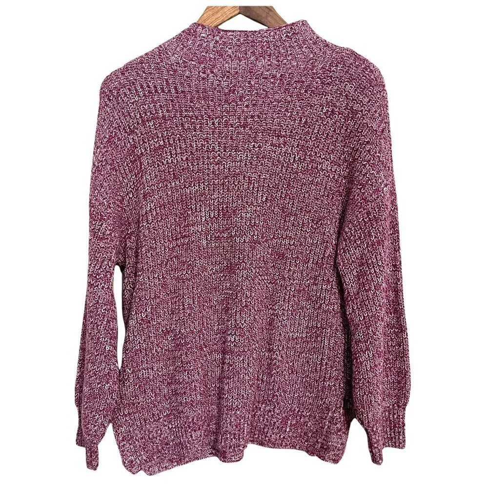 Cupcakes and Cashmere Women's NWT Pink Chunky Knit Balloon Mock Sweater Medium